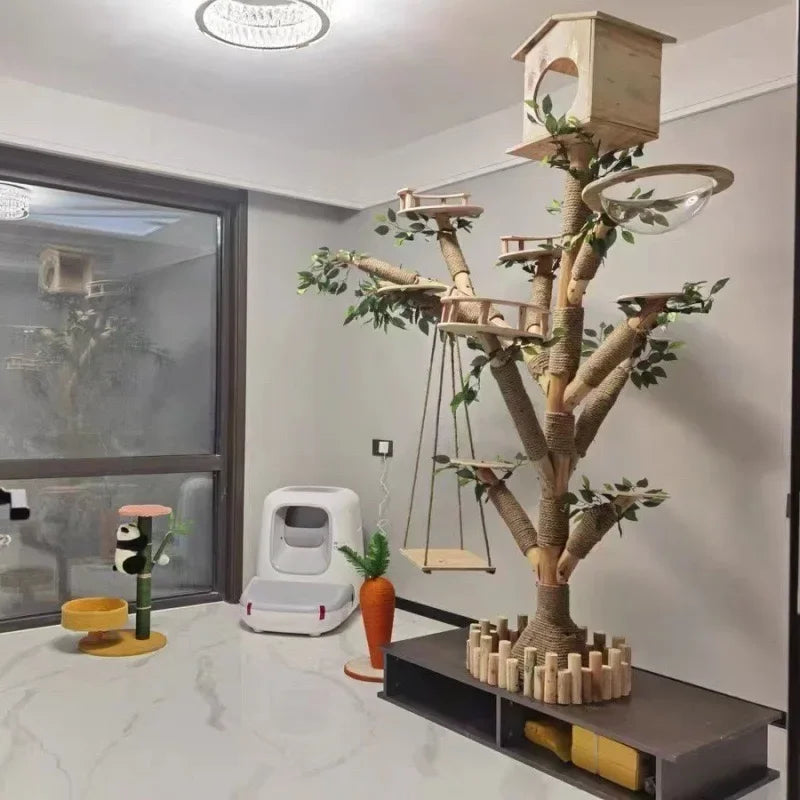 Arbre à Chat Mural Multifonction – Structure d’Escalade avec Hamac & Capsule Confort