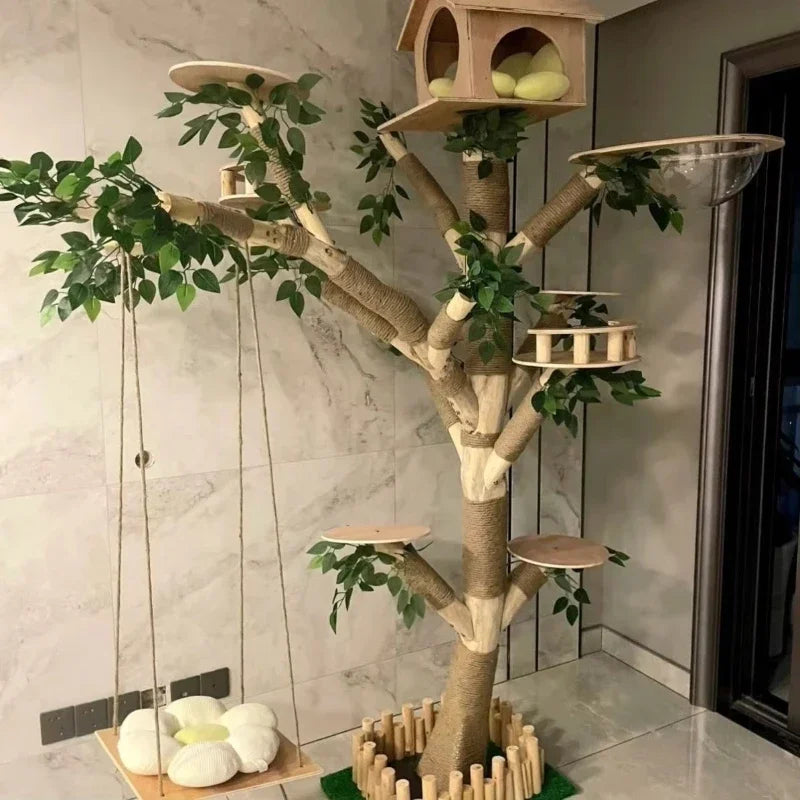 Arbre à Chat Mural Multifonction – Structure d’Escalade avec Hamac & Capsule Confort
