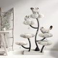 Arbre à Chat en Bois – Tour Moderne avec Plateformes, Condo & Design Floral