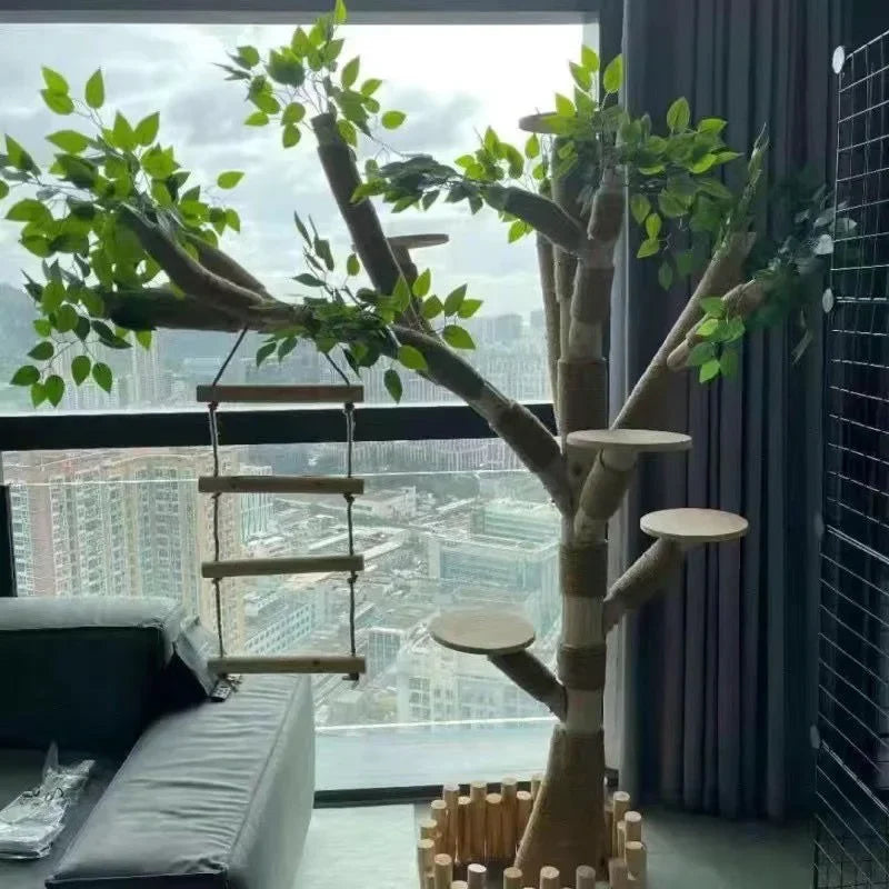 Arbre à Chat Mural Multifonction – Structure d’Escalade avec Hamac & Capsule Confort