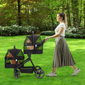 Poussette Double pour Chiens & Chats – Chariot Pliable Léger avec Maille Respirante